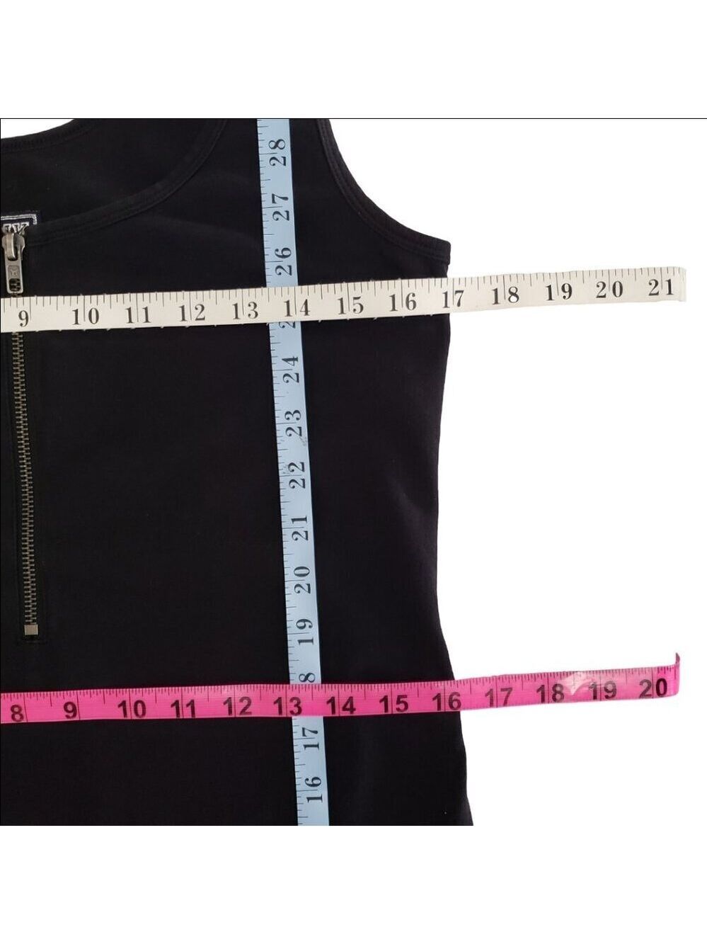 PINK Victoria’s Secret Y2K Bodycon Dress Black Zip Front Cotton Stretch L - Picture 15 of 15